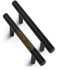 Mega Handles 35 Pack I Cabinet Pulls 6 Inch, Matte Black Cabinet Handle Pull