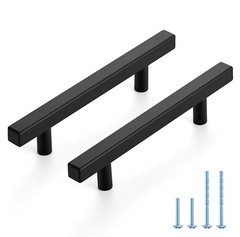 30 PCS 4 Inch Matte Black Square Stainless Steel Cabinet Pulls 6-2/5 In Length