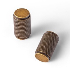 6 Pack Antique Brass Knurled Cabinet Knobs – Textured Cylinder Drawer Pulls f…