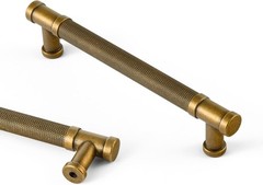 6 Pack Knurled Cabinet Pulls Antique Brass Drawer Handles, 5.04 Inch c-c Vint…