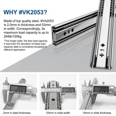 20″ Soft Close Heavy Duty Drawer Slides, 265lb Capacity, 3-Fold Full Extension,