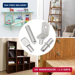 104Pcs Shelf Pins Kit,4 Styles Nickel Plated Shelf Support Pegs,Bookshelf Pegs f