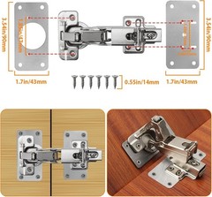 Cabinet Hinge Repair Plate Kit 12 PCS Stainless Steel Fixing Replacement Rust