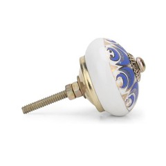 Rasiya Art Cabinet Knobs – Indian D: 1.5 x L: 2.5 Inches, Navy Blue Gold