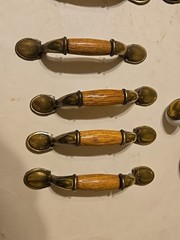 Vintage Porcelain Wood Brass Drawer Pull Assorted 5″ Handles Knobs Lot Of 24