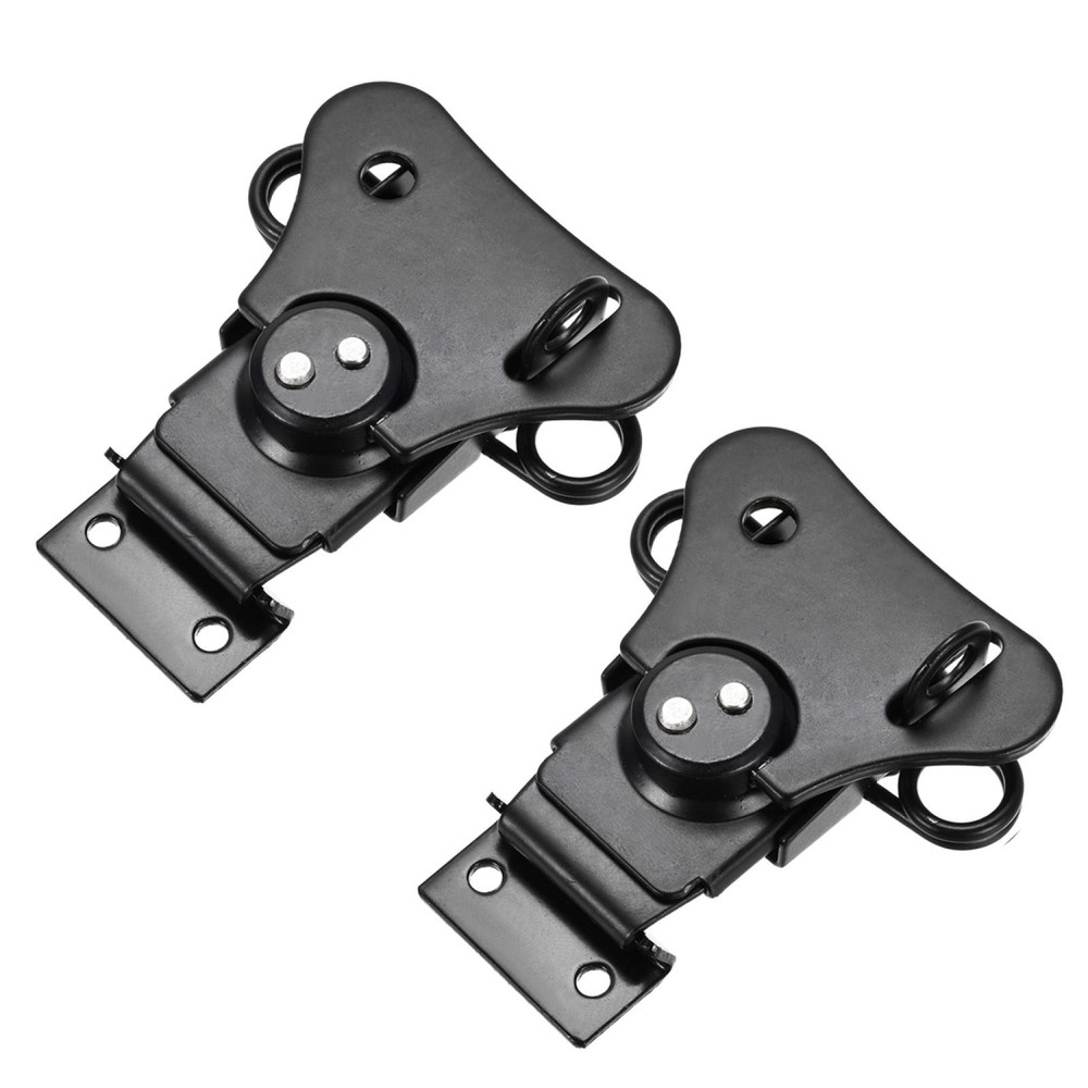 2Pcs 2.56″ Iron Spring Loaded Butterfly Twist Latch Keeper Keyhole Black