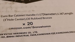 20 Bronzehomm Euro Bar Cabinet Handle 1/2 in D, 5.38-in L, 3″ Oil Rubbed Bronze