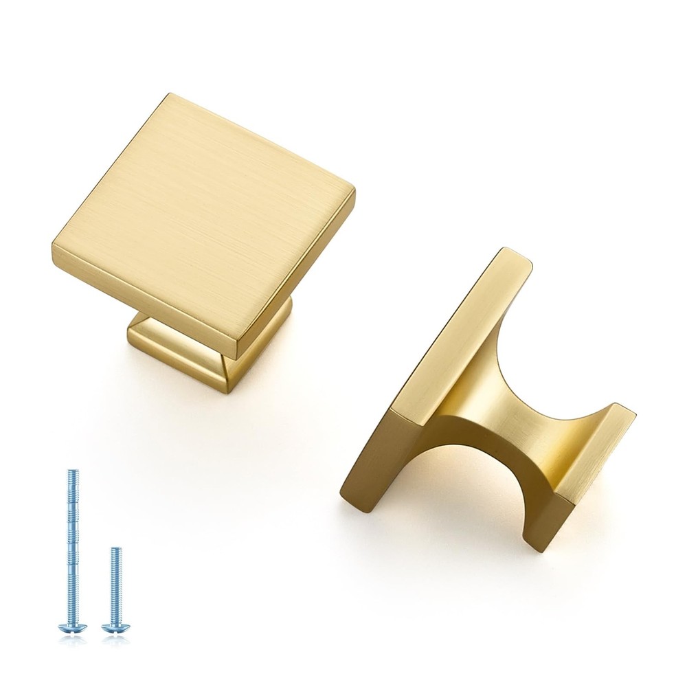 5 Pack Single Hole Brushed Gold Cabinet Knobs Zinc Alloy Pulls Kitchen Set