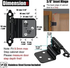 3/8 Inch Inset Cabinet Door Hinges Oil Rubbed Bronze, 20 Pack 10 Pairs Flush …