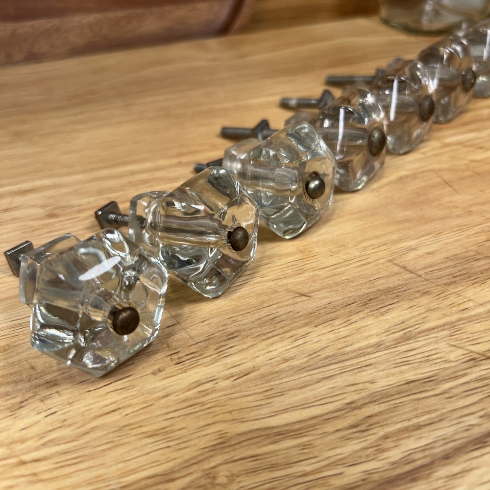Clear Glass Cabinet Knobs Set of 8 Fluted Pumpkin Drawer Pulls 1.5”- READ