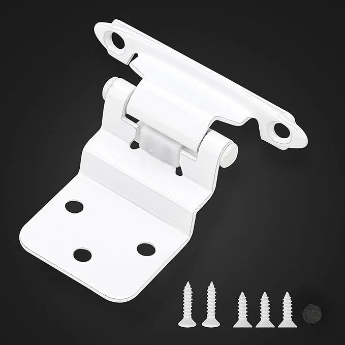50 Pack 25 Pairs 3/8″ Inset Cabinet Door Hinges – White Offset Self Closing H…