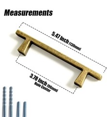 Brass Zinc Alloy Rectangular Cabinet Handles – 5.03”128mm Hole…Retro Antique