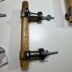 Set of 7 Large Wood & Metal Drawer Pulls 5.5” Long 2” Projection New