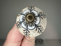 6 Hand Painted Stone Knobs 1.5” Cabinet Drawer Pulls Floral Design.