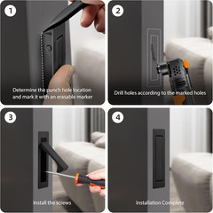 Pocket Door Pull Handle, Door Edge Pull, Matte Black, 1 Pack |