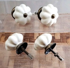 4 Pc Ceramic Knobs Cream Color Ceramic Cabinet Drawer Knobs w/ Screws