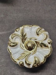 Vintage NOS Amerock Provincial Drawer Cabinet Knob Ivory and Gold T-593_BW