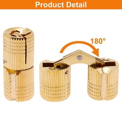 12mm Brass Barrel Hinges Cylindrical Hidden Cabinet Concealed 12 mm, 4PCS