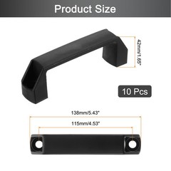 10 Pack Rectangular Plastic Pull Handle, 115mm Hole Center Cabinets Pull, Black