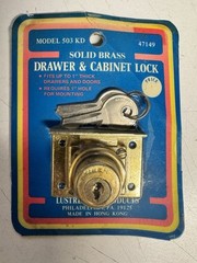 Cabinet And Drawer Lock Solid Brass Lustre Line Model 503KD New