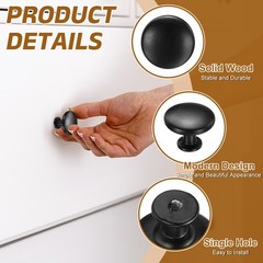 6Pcs Cabinet Knobs, 1.14″ Single Hole Round Drawer Knob with Screws, Black