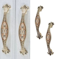 2 PCS Cabinet Pulls 3-3/4 Inch Zinc Alloy Floral Pattern Handles Solid Metal