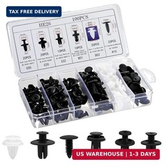 100Pcs Auto Body Panel Fasteners & Push Pin Rivets – 6 Sizes Bumper Fender Flare
