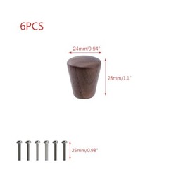 6pcs Wood Cabinet Knobs Cone Shape Walnut Wood 0.94″ × 1.1″;Black Walnut;6PCS