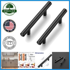Stainless Steel Feel Drawer Pulls, 5-Inch Black Handles for Easy Installation