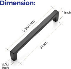 30 Pack Matte Black 5″ Square Cabinet Handles – Stylish Drawer Pulls
