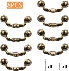 P02 Drop Drawer Handles 8 Pcs 3 Inch Antique Brass Gold Cabinet Pulls