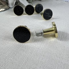 Set of 6 Black Glitter & Gold Cabinet Knobs Drawer Pulls Hardware Home Decor