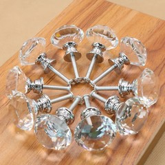 5-200PCS Door Handle Diamond Crystal Clear Glass Cabinet Drawer Pull Knobs 30mm