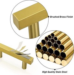 2″-10″ Stainless Steel Gold Kitchen Square Cabinet Handles Drawer Pull Hardwares
