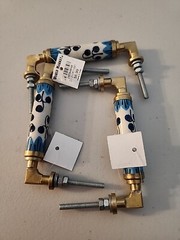 World Market Ceramic & Brass Pull Handles Blueberries Lot of 3 -NEW w/Tags India