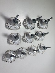 10 Cast Iron Round White Flower Distressed Drawer Cabinet Knob Pull Handle