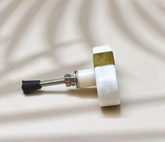 6 PCS White Oval Natural Stone Brass Knob Pull Handle Drawer Cabinet Gold