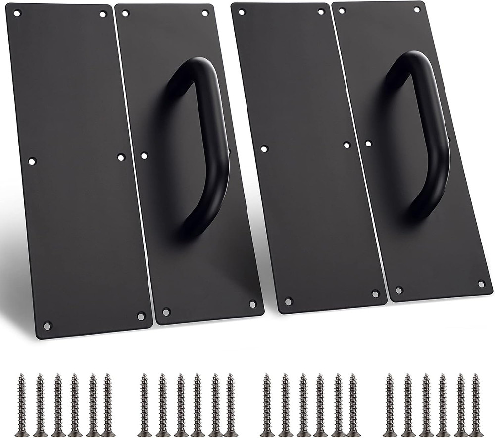 2 Sets 12 Inch Stainess Steel Door Handles – Sturdy Door Pull Push Plates with S