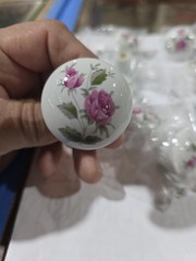 10pc LOT Vintage Ceramic Knobs Pink Roses