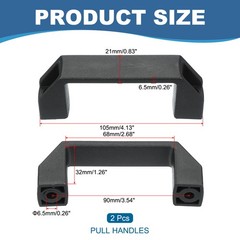 2 Pcs Plastic Pull Handles 90mm Hole Centers Square Drawer Pulls Black
