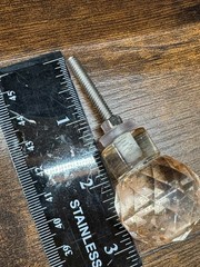 Set 2 Pink/Peach 19 Point Glass Door Cabinet Drawer Knob Pull Brass Shabby Chic