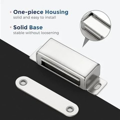 Cabinet Door Magnets, 60 Lbs Strong Magnetic Catch, Heavy Duty, 4 Pack, Silver