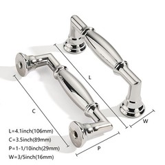 10 Pack Polished Nickel Cabinet Pulls 3-1/2 Inch Hole Center Solid Heavy Duty