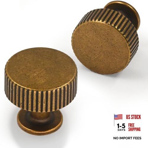 Pack Cabinet Knobs 1-1/Inch(28mm) Single Hole Single Hole Knob 10 Antique Brass