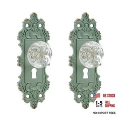 2pcs Vintage Cabinet Knob Dresser Drawer Pulls, Distressed Matte Green Short