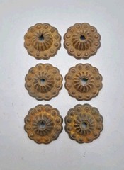 Vintage Knob Backplates Door Drawer Spool Cabinet Hardware Lot of 6