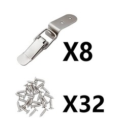 Lesnala 8 Pcs Stainless Steel 90 Degree Spring Toggle Lock Silver-8pcs