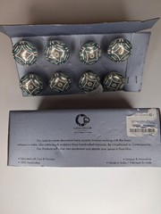 CASA DECOR Set of 8 Blue White Gold Ceramic Drawer Cabinet Knobs 1.5in Glossy