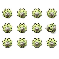 1.5 X 1.5 X 1.5 Yellow Green And Silver Knobs 12 Pack