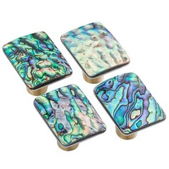 Pack of 4 Natural Abalone Shell Drawer Knobs with Screws, Brass Cabinet Knobs…
